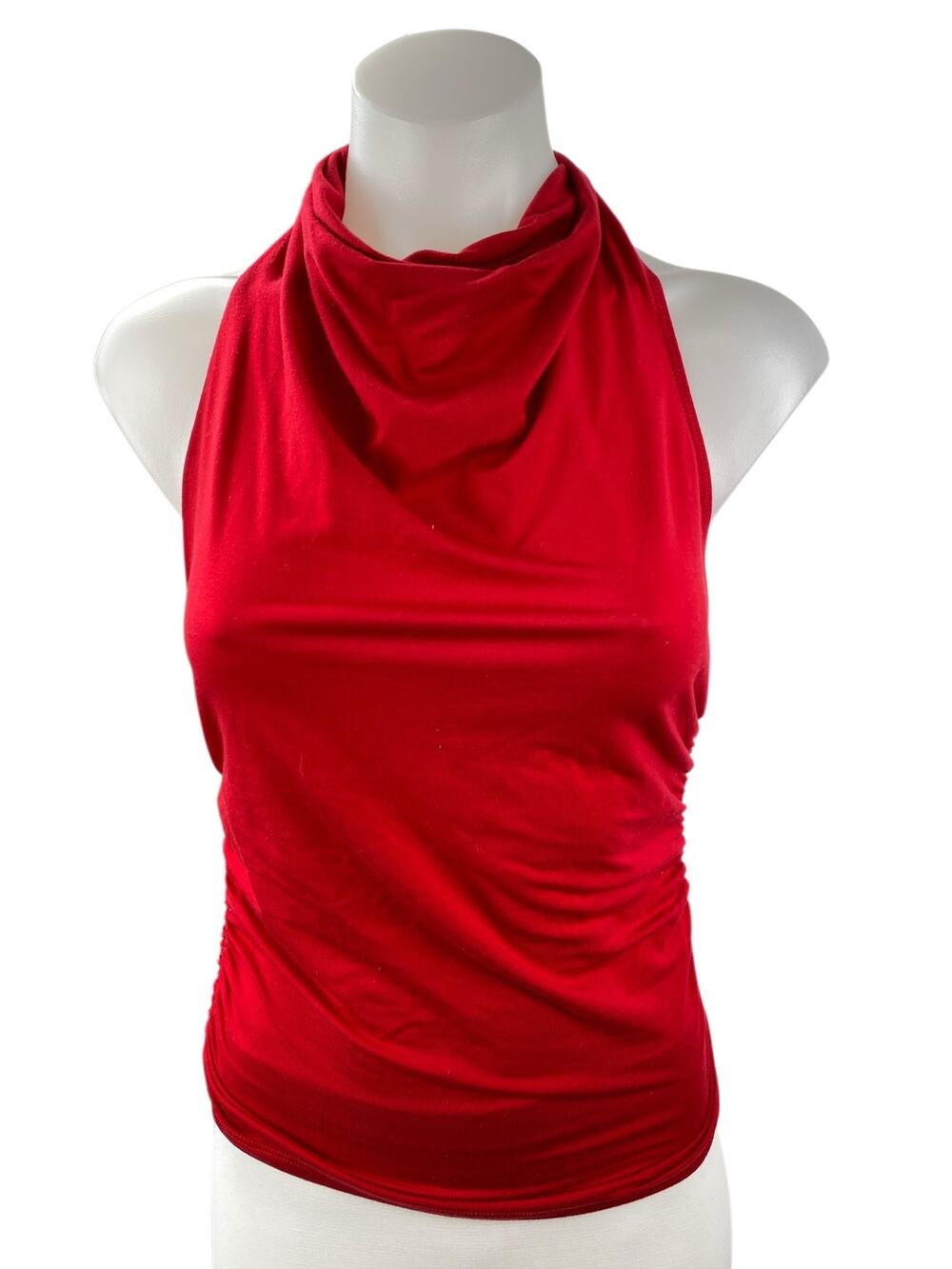 Reformation Women's Red Halter Cowl Sleeveless Open Back Blouse Tank Top Size S